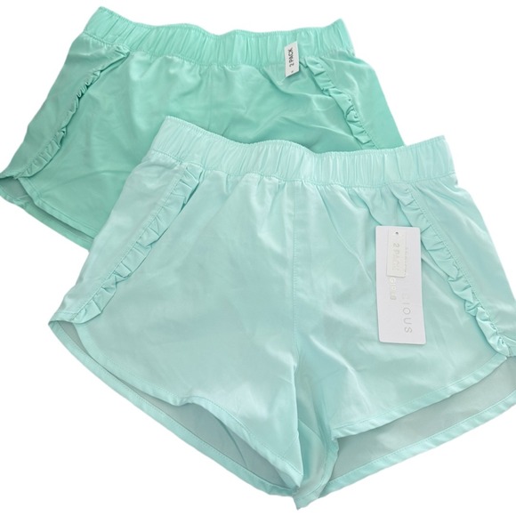 Yogalicious Other - Yogalicious Girls Running Shorts 2 Pack Size M 10 Aqua Ruffle Athletic NWT